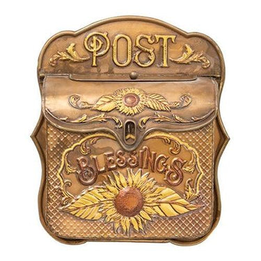 Copper Look Sunflower Blessings Post Box - The Fox Decor